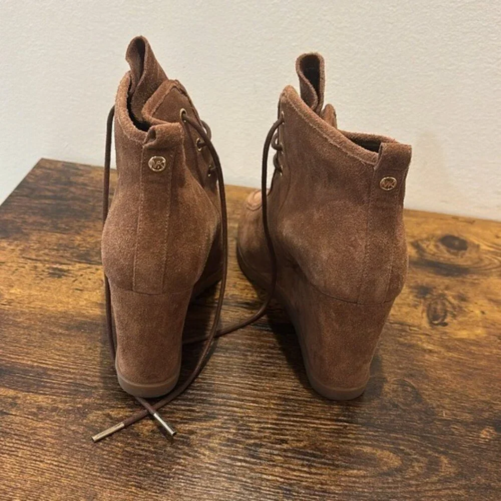 Michael Kors Brown Suede Wedge Ankle Boots 7.5